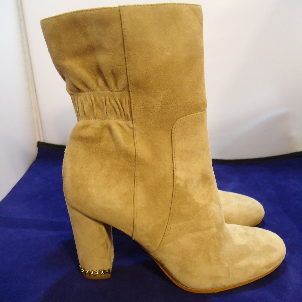 Michael Kors Suede Ankle Booties Chunky Heel 7.5